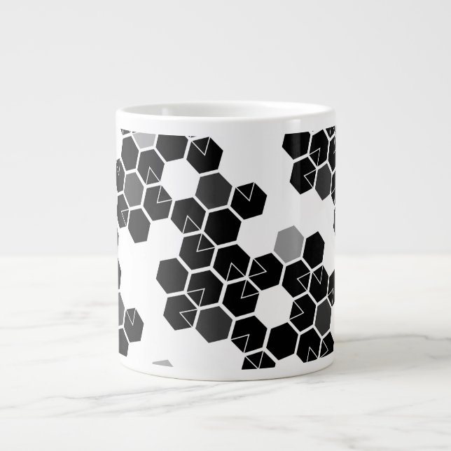 Cute black white hex data mönster jumbo mugg (Framsidan)