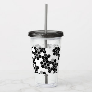 Cute black white hex data mönster take away mugg