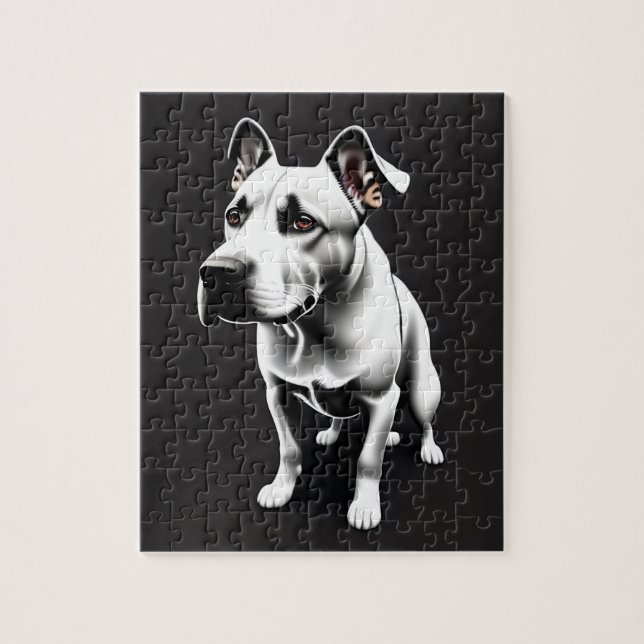 Cute black-white hund porträtt pussel (Vertikal)