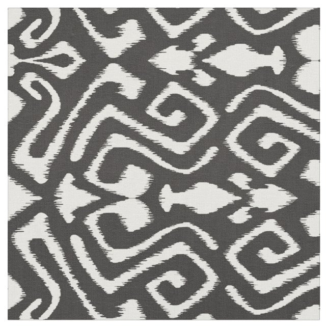 Cute black-white ikat tribal mönster tyg (Närbild)