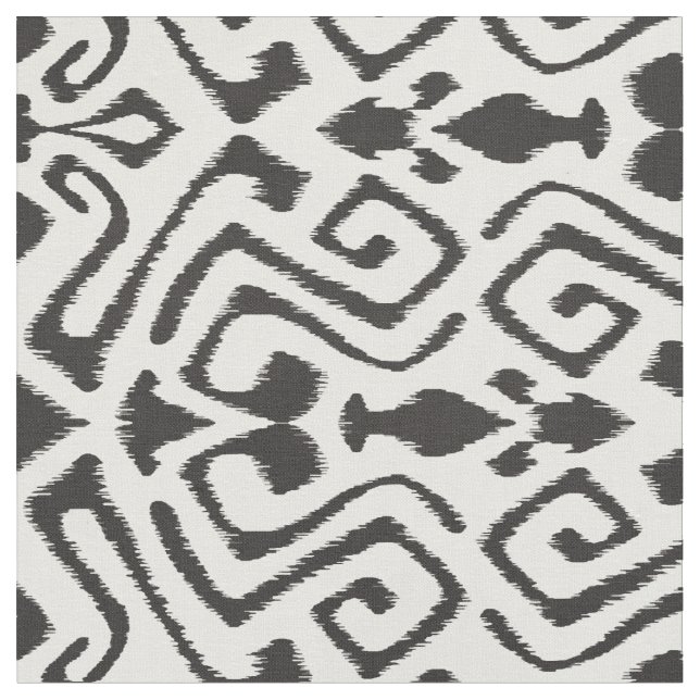 Cute black-white ikat tribal mönster tyg (Närbild)
