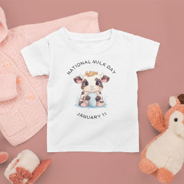 Cute Black & White Kawaii Baby Cow Drinking Mjölk T Shirt