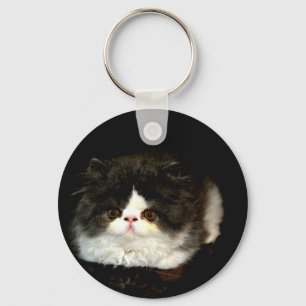 Cute Black white kitten cat Nyckelring