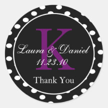 Cute Black White Lila Polka dots Monogram-förmån