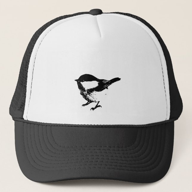 Cute Black White Little Chickadee Bird Wildlife Keps (Framsida)