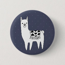 Cute Black & White Llama & White Dots Knapp