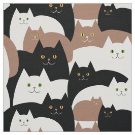 Cute Black, White och Brown Kattunge Mönster Tyg