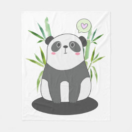 Cute Black & White Panda Bear Illustration Fleecefilt