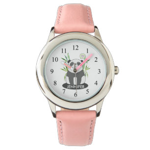 Cute Black & White Panda i Bamboo Armbandsur
