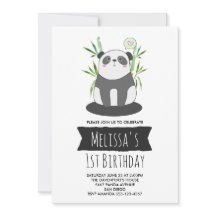 Cute Black & White Panda i Bamboo Birthday