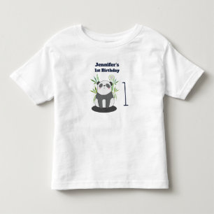 Cute Black & White Panda i Bamboo Birthday T Shirt
