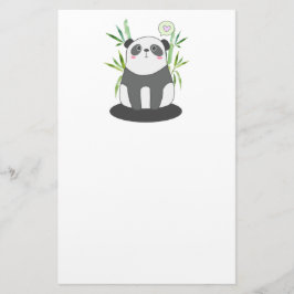 Cute Black & White Panda i Bamboo Brevpapper