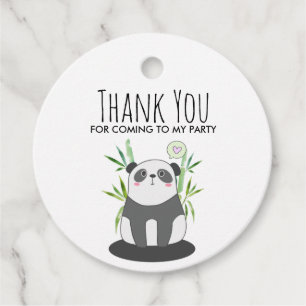 Cute Black & White Panda i Bamboo Gåvor Etiketter