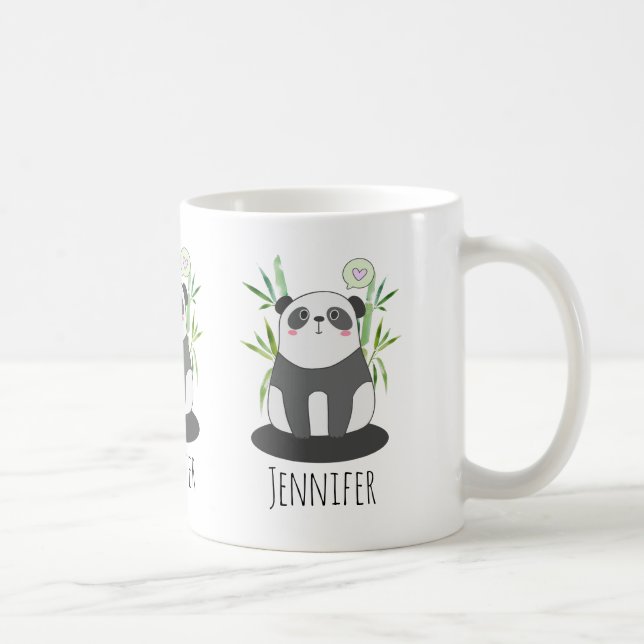 Cute Black & White Panda i Bamboo Kaffemugg (Höger)