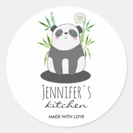 Cute Black & White Panda i Bamboo Kitchen Runt Klistermärke