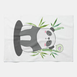Cute Black & White Panda i Bamboo Kökshandduk