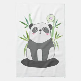 Cute Black & White Panda i Bamboo Kökshandduk