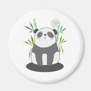 Cute Black & White Panda i Bamboo Magnet