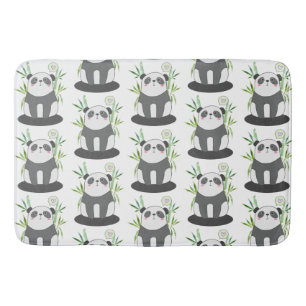 Cute Black & White Panda i Bamboo Mönster Badrumsmatta