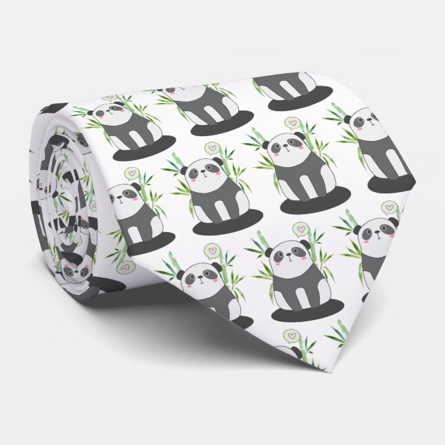 Cute Black & White Panda i Bamboo Mönster Slips (Rullad)