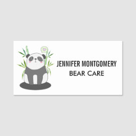 Cute Black & White Panda i Bamboo Namnbricka