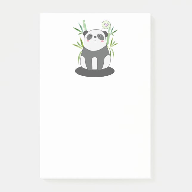 Cute Black & White Panda i Bamboo Post-it Block (Framsida)