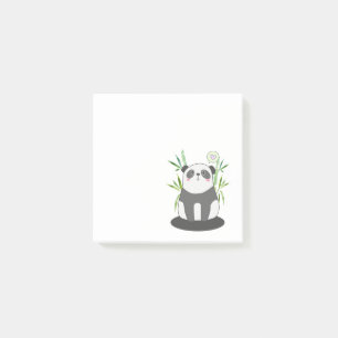 Cute Black & White Panda i Bamboo Post-it Block