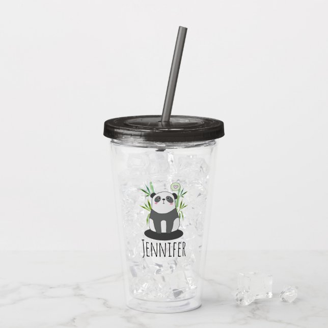 Cute Black & White Panda i Bamboo Take Away Mugg (Baksida Ice)