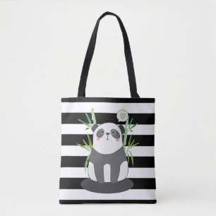 Cute Black & White Panda i Bamboo Tygkasse