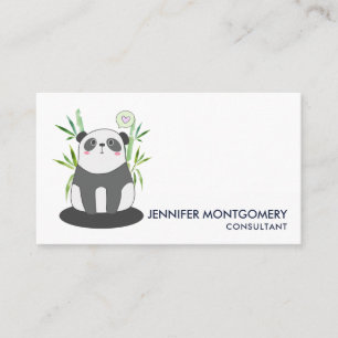 Cute Black & White Panda i Bamboo Visitkort