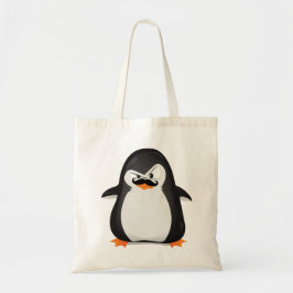 Cute Black White Penguin och Funny Mustache Tygkasse