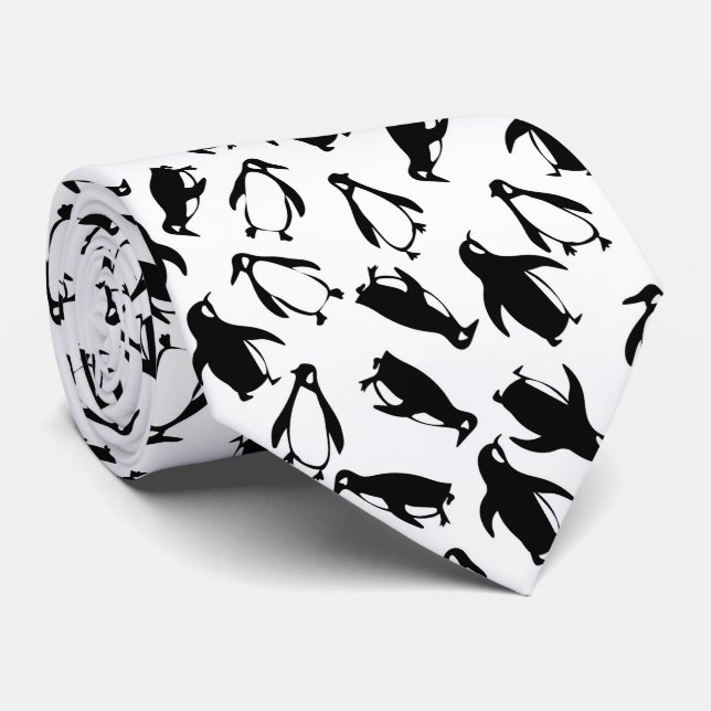 Cute black white penguin pattern white background slips (Rullad)