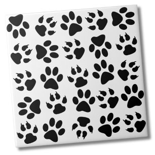Cute Black White Pet Hund Tass Mönster Kakelplatta