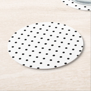 Cute black & white polka dots mönster chic underlägg papper rund
