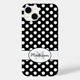 Cute Black White polka dots retro mönster Monogram