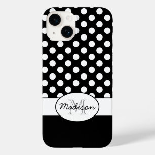 Cute Black White polka dots retro mönster Monogram