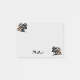 Cute Black White Power Monster Lastbil Tävling Post-it Block