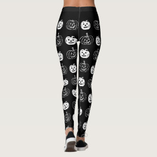 Cute Black White Pumpkins Halloween fest Leggings