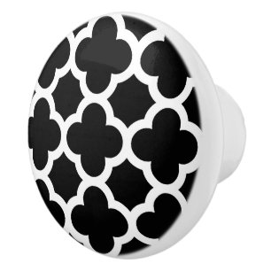 Cute Black White Retro Chic Trellis Mönster Knopp