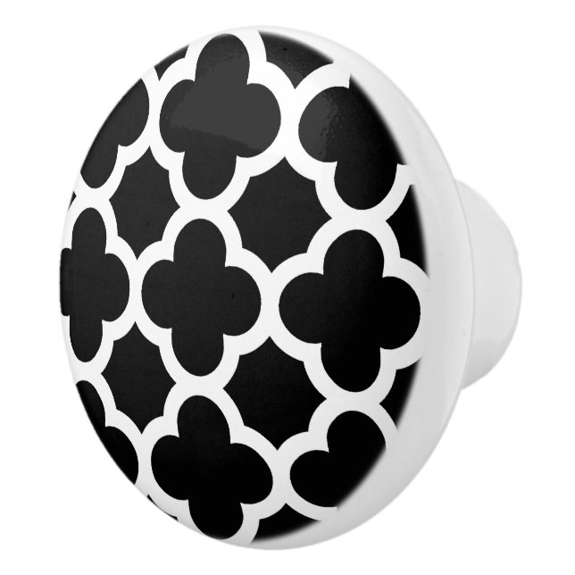 Cute Black White Retro Chic Trellis Mönster Knopp (Höger)