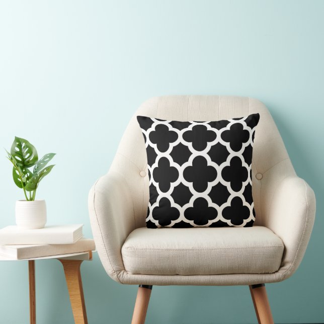 Cute Black White Retro Chic Trellis Mönster Kudde (Stol)