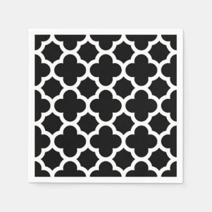 Cute Black White Retro Chic Trellis Mönster Pappersservett