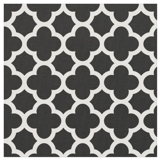 Cute Black White Retro Chic Trellis Mönster Tyg (Närbild)