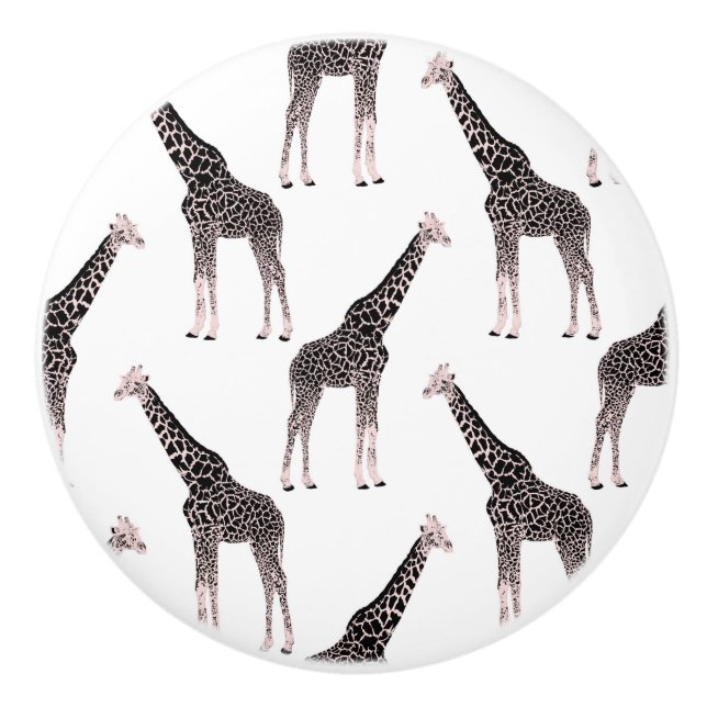 Cute Black White Rosa Giraffe Knopp (Framsidan)