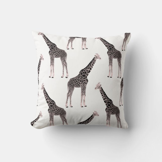 Cute Black White Rosa Giraffe Kudde (Framsida)