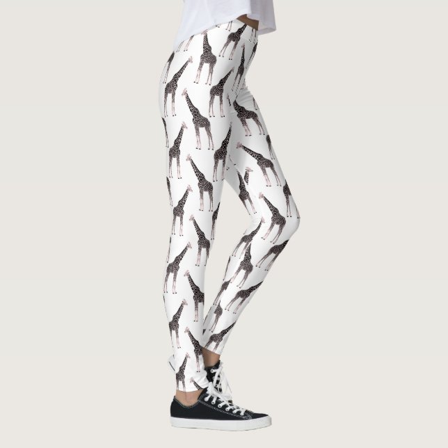 Cute Black White Rosa Giraffe Leggings (Höger)
