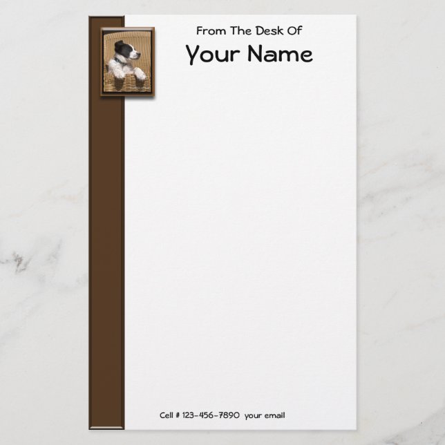 Cute Black White Sleeping Puppy Photo Personlig Brevpapper (Framsida)