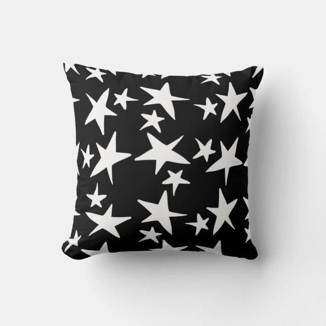 Cute Black & White Stars Kudde (Framsida)