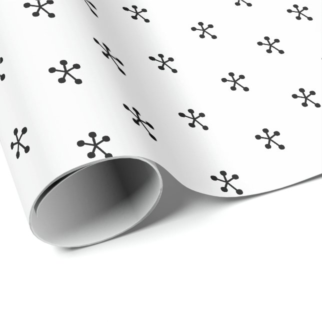 Cute black white stars snöflingor mönster presentpapper (Rullad Hörn)