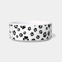 Cute Black & White Tass avtryck Bone Namn Bowl